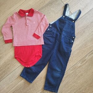 Petit Bateau denim romper And polo shirt